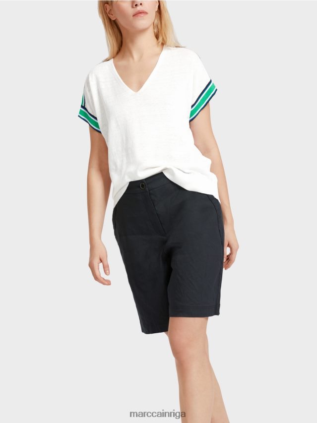 apģērbs balts VRBHXD1126 Marc Cain ikdienišķs trikotāžas džemperis ar v veida kakla izgriezumu