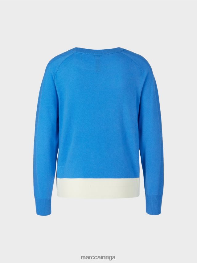 apģērbs debeszils VRBHXD1185 Marc Cain džemperis no grezna materiālu maisījuma