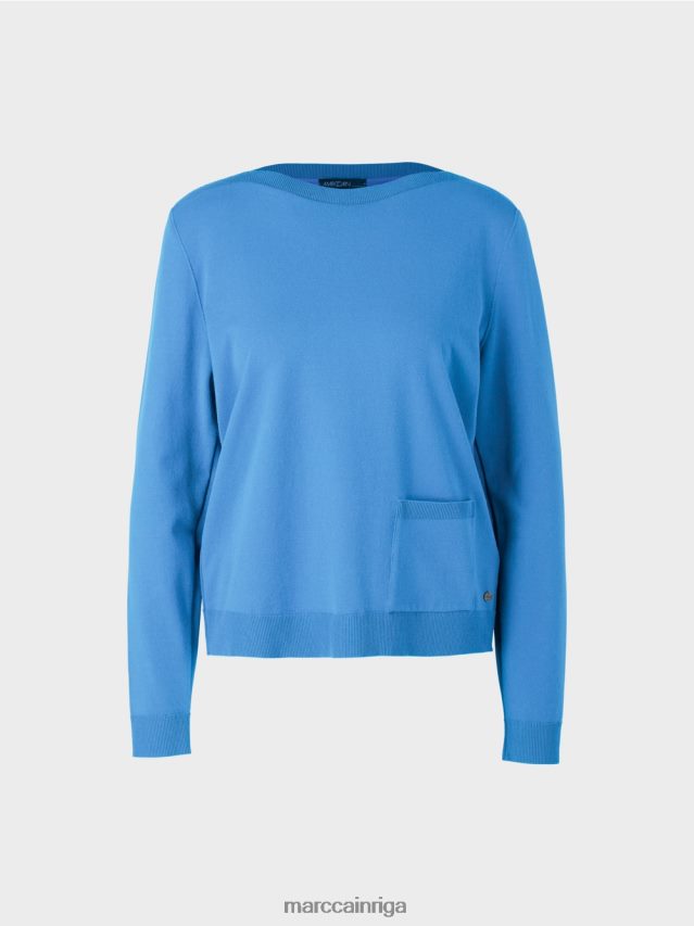 apģērbs debeszils VRBHXD1207 Marc Cain \"pārdomāt kopā\" ​​džemperis