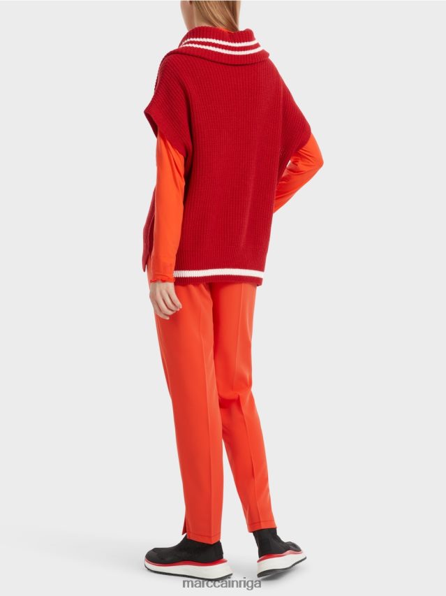 apģērbs dzērvene VRBHXD1050 Marc Cain džemperis bez piedurknēm, adīts Vācijā