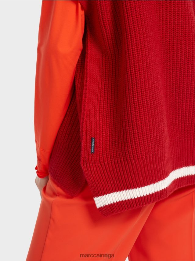 apģērbs dzērvene VRBHXD1050 Marc Cain džemperis bez piedurknēm, adīts Vācijā