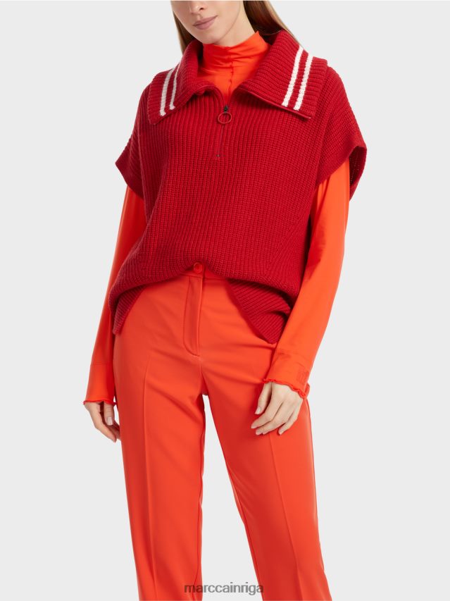 apģērbs dzērvene VRBHXD1050 Marc Cain džemperis bez piedurknēm, adīts Vācijā