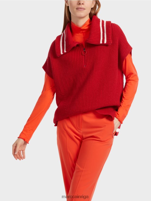 apģērbs dzērvene VRBHXD1050 Marc Cain džemperis bez piedurknēm, adīts Vācijā