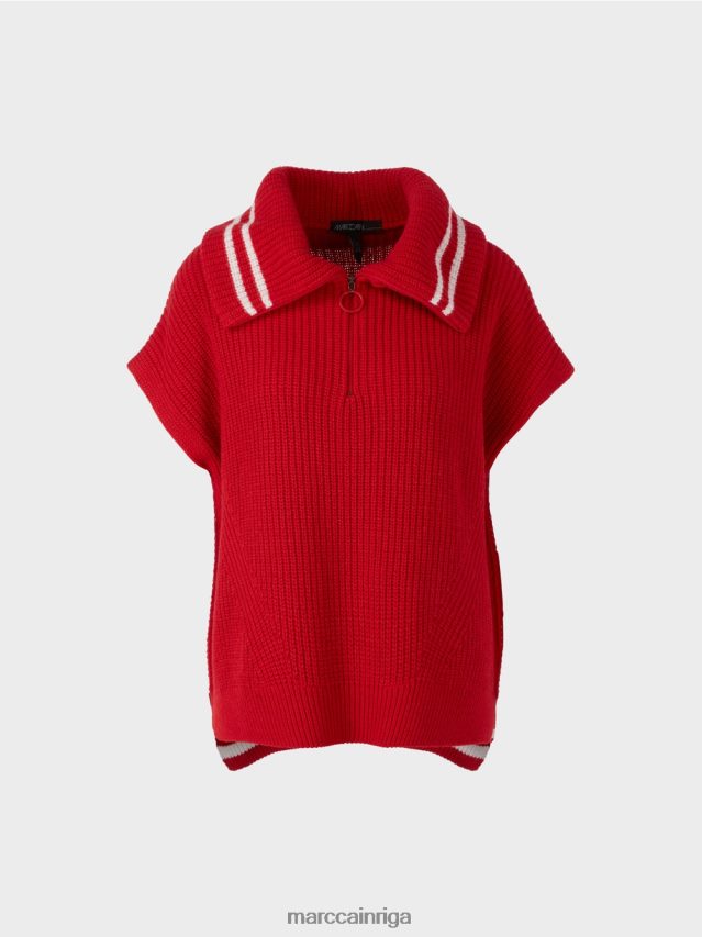 apģērbs dzērvene VRBHXD1050 Marc Cain džemperis bez piedurknēm, adīts Vācijā