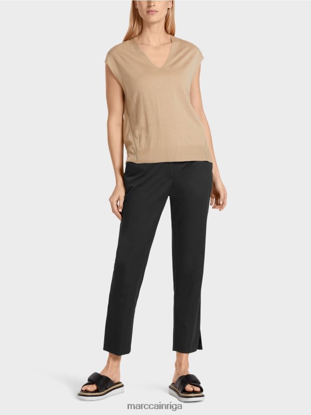 apģērbs dziļas smiltis VRBHXD1151 Marc Cain smalka adīta džemperis bez piedurknēm