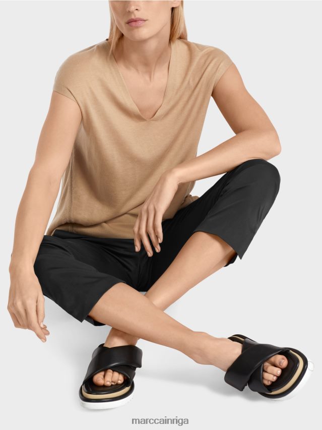 apģērbs dziļas smiltis VRBHXD1151 Marc Cain smalka adīta džemperis bez piedurknēm