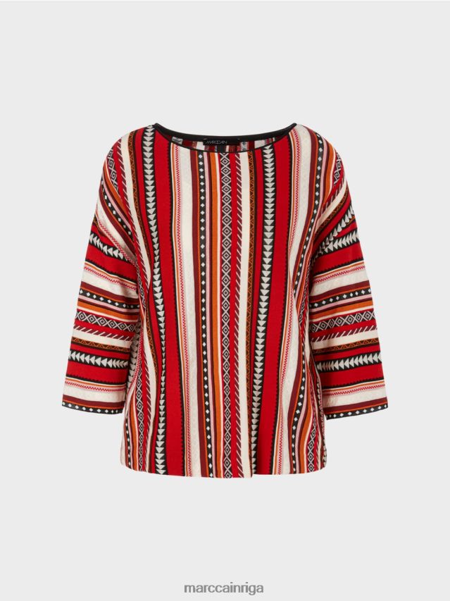 apģērbs dziļi sarkans VRBHXD1130 Marc Cain džemperis \"adīts Vācijā\"