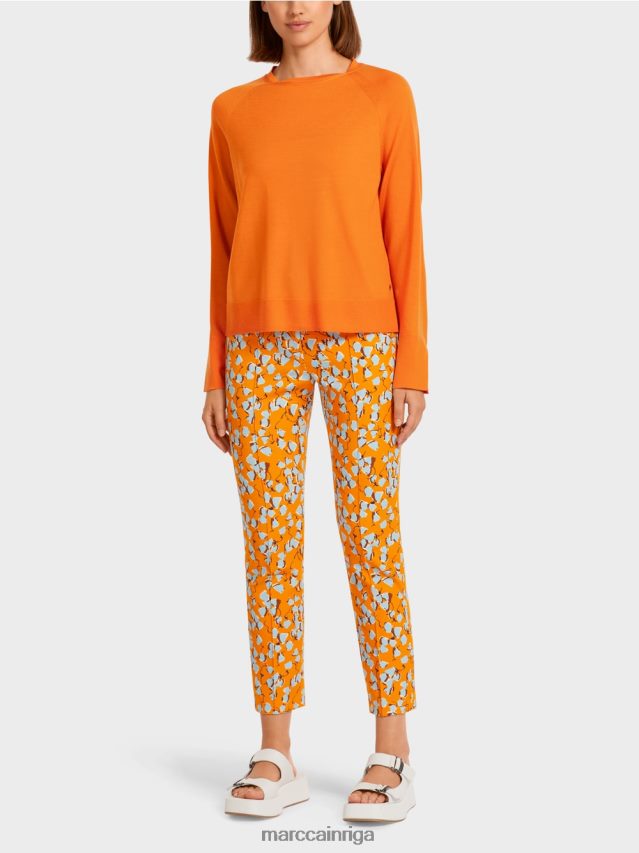 apģērbs dzidrs oranžs VRBHXD1209 Marc Cain adīts džemperis ar kontrasta griezumu piedurknēs