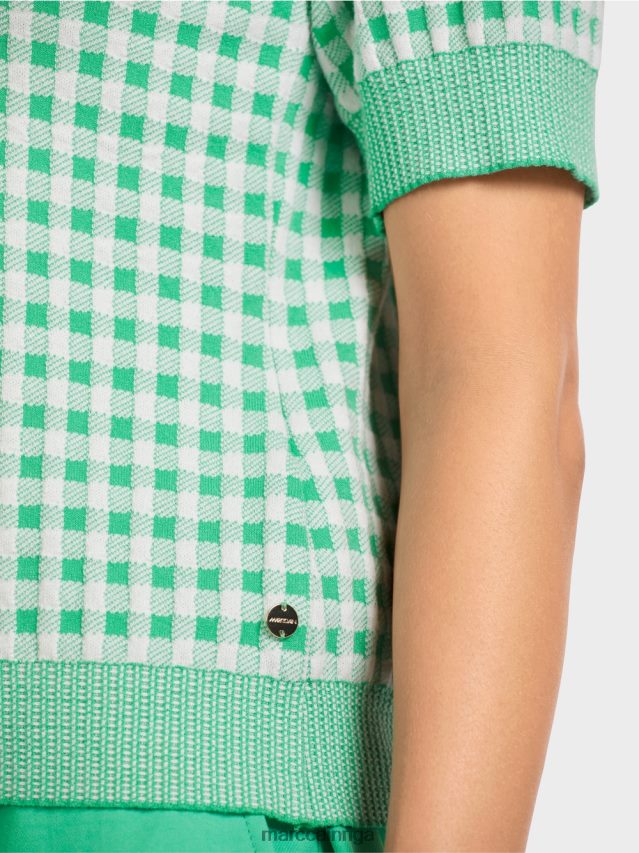 apģērbs gaišs skuķis VRBHXD1173 Marc Cain vichy čekas džemperis \"adīts Vācijā\"