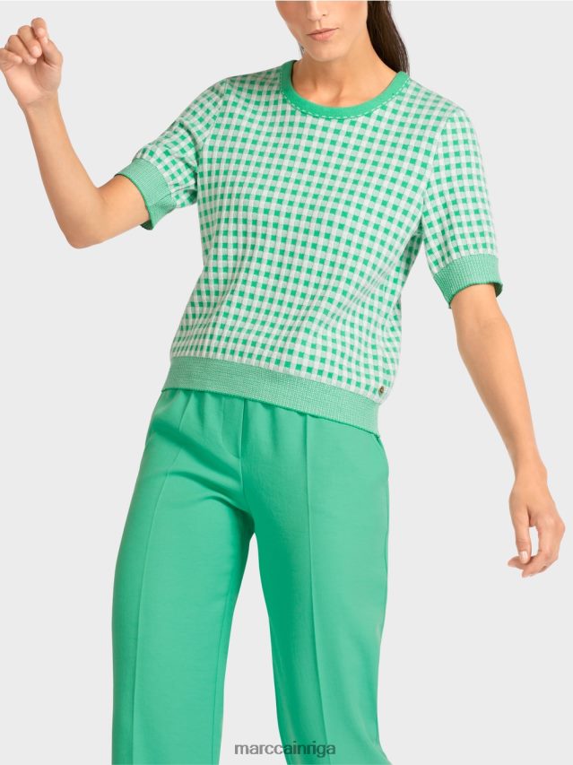 apģērbs gaišs skuķis VRBHXD1173 Marc Cain vichy čekas džemperis \"adīts Vācijā\"