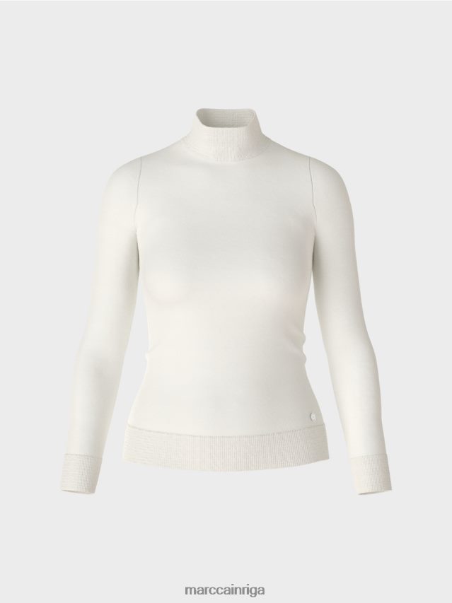 apģērbs gandrīz balts VRBHXD1076 Marc Cain smalka adīta \"pārdomāt kopā\" ​​džemperis