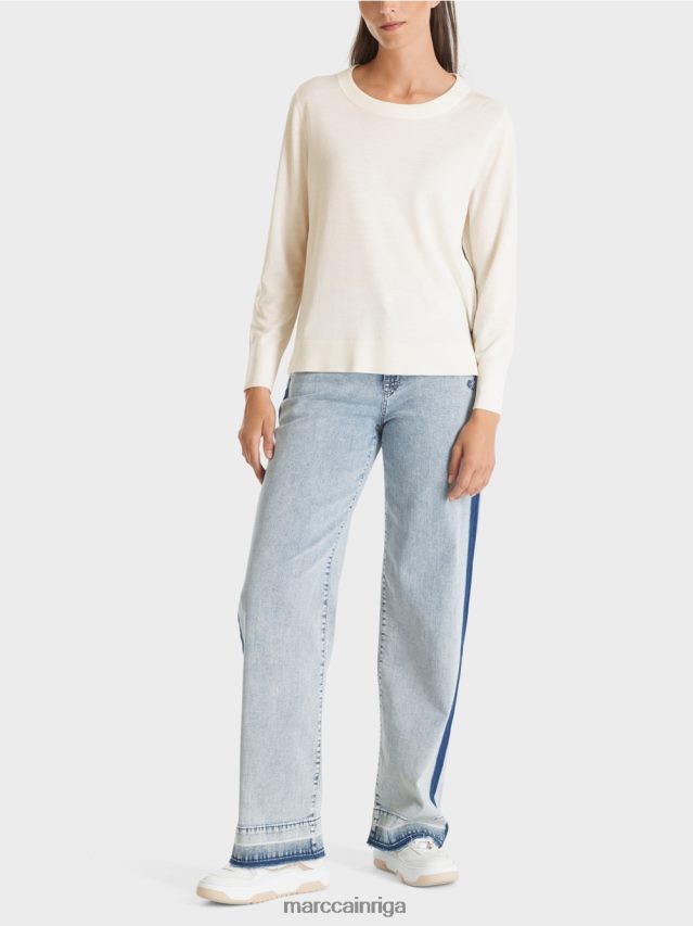 apģērbs gandrīz balts VRBHXD1102 Marc Cain smalka adīta "pārdomāt kopā" ​​džemperis