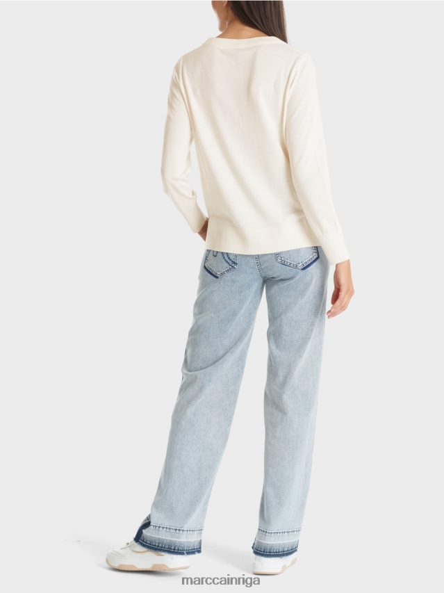 apģērbs gandrīz balts VRBHXD1102 Marc Cain smalka adīta \"pārdomāt kopā\" ​​džemperis