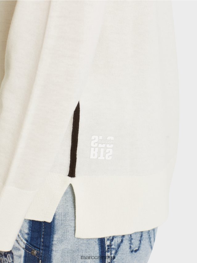 apģērbs gandrīz balts VRBHXD1102 Marc Cain smalka adīta \"pārdomāt kopā\" ​​džemperis