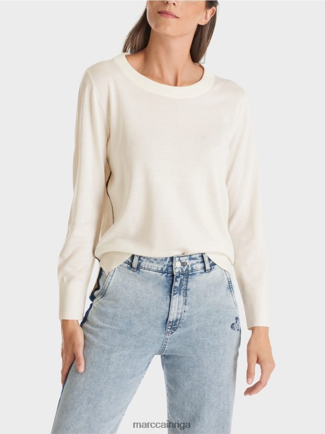 apģērbs gandrīz balts VRBHXD1102 Marc Cain smalka adīta \"pārdomāt kopā\" ​​džemperis