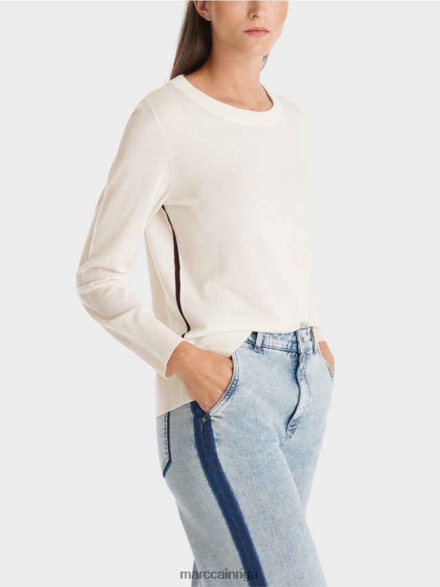apģērbs gandrīz balts VRBHXD1102 Marc Cain smalka adīta \"pārdomāt kopā\" ​​džemperis