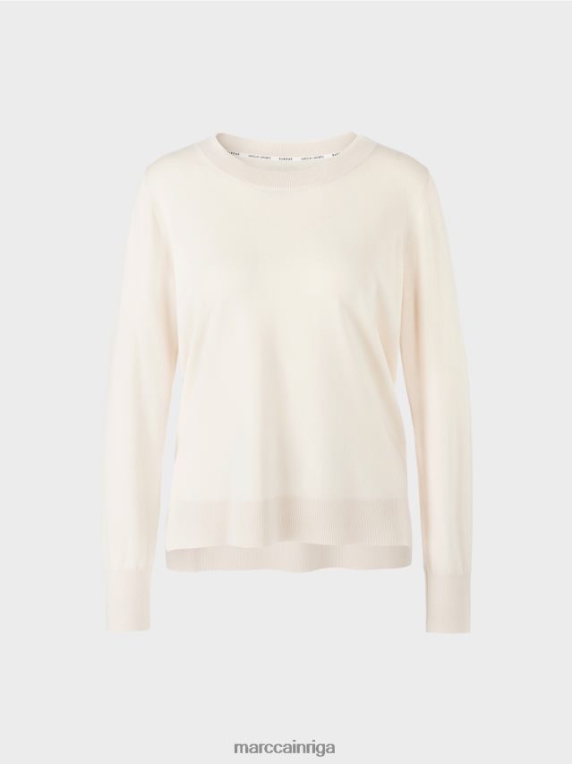 apģērbs gandrīz balts VRBHXD1102 Marc Cain smalka adīta \"pārdomāt kopā\" ​​džemperis