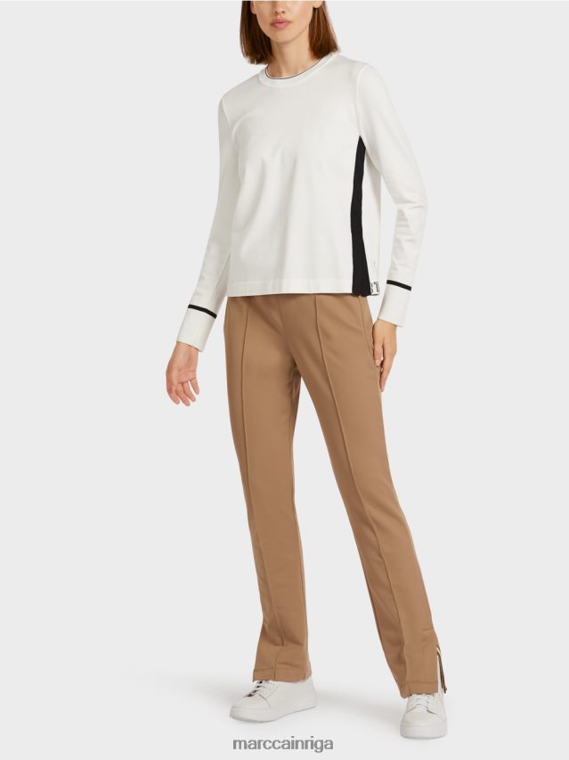 apģērbs gandrīz balts VRBHXD1175 Marc Cain "pārdomāt kopā" ​​džemperis ar šķēlumu