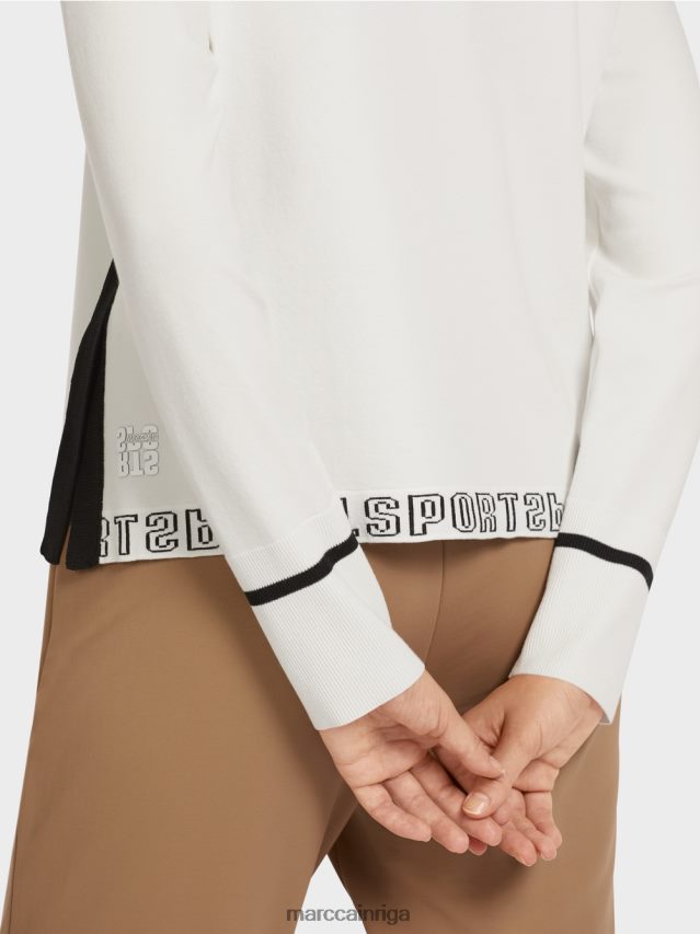 apģērbs gandrīz balts VRBHXD1175 Marc Cain \"pārdomāt kopā\" ​​džemperis ar šķēlumu