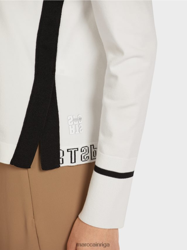 apģērbs gandrīz balts VRBHXD1175 Marc Cain \"pārdomāt kopā\" ​​džemperis ar šķēlumu