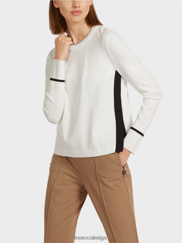 apģērbs gandrīz balts VRBHXD1175 Marc Cain \"pārdomāt kopā\" ​​džemperis ar šķēlumu