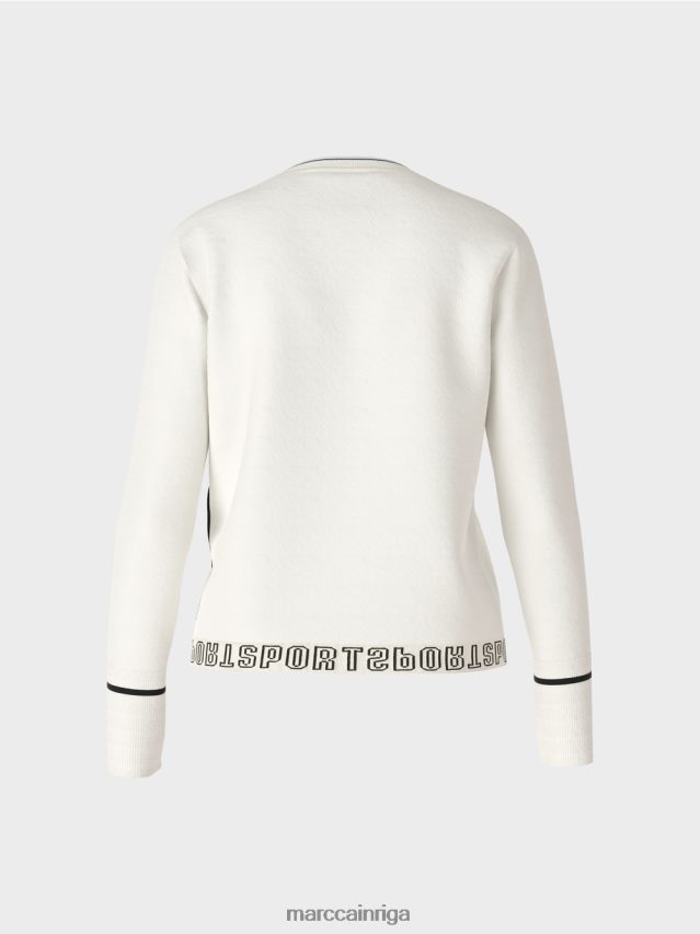 apģērbs gandrīz balts VRBHXD1175 Marc Cain \"pārdomāt kopā\" ​​džemperis ar šķēlumu