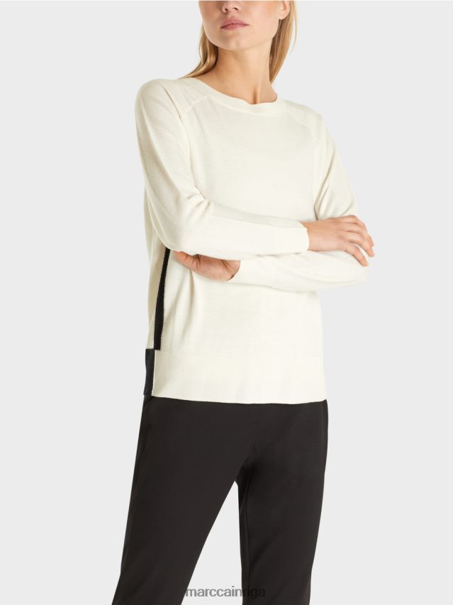 apģērbs gandrīz balts VRBHXD1183 Marc Cain džemperis no grezna materiālu maisījuma
