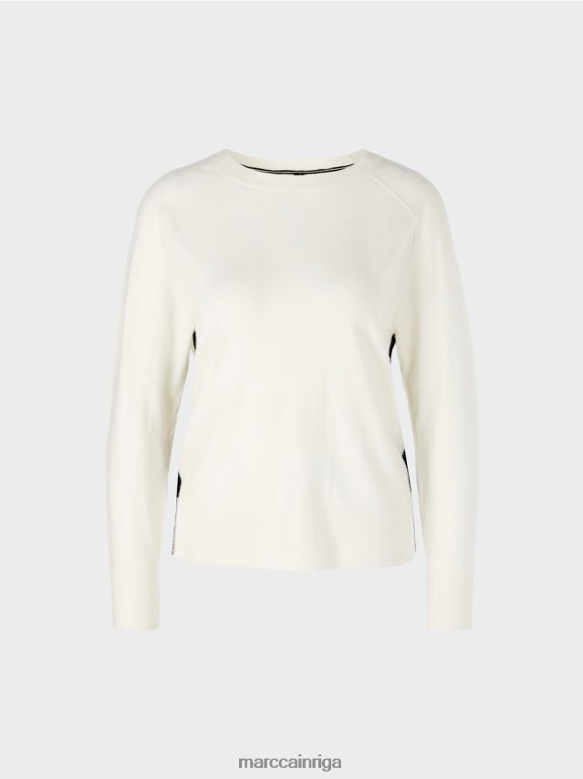 apģērbs gandrīz balts VRBHXD1183 Marc Cain džemperis no grezna materiālu maisījuma