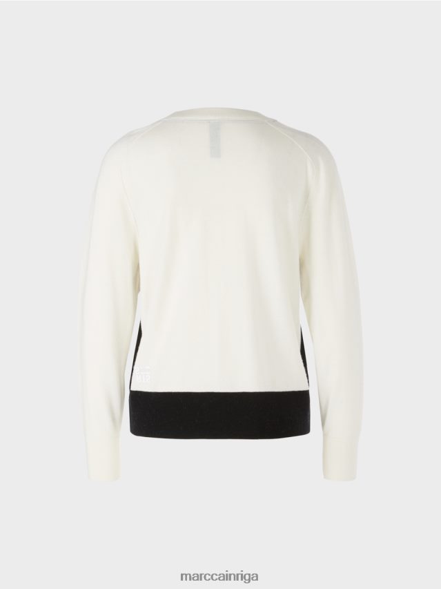 apģērbs gandrīz balts VRBHXD1183 Marc Cain džemperis no grezna materiālu maisījuma