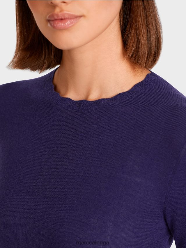 apģērbs karaliski violets VRBHXD1214 Marc Cain vilnas džemperis ar raksta detaļām