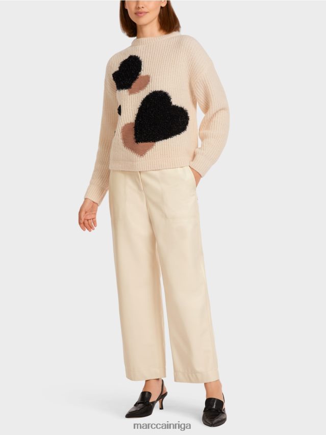 apģērbs krēms VRBHXD1193 Marc Cain džemperis ar sirdi "adīts Vācijā"
