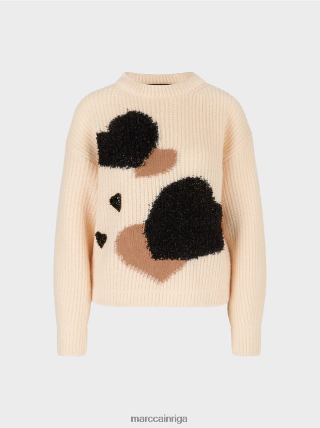 apģērbs krēms VRBHXD1193 Marc Cain džemperis ar sirdi \"adīts Vācijā\"
