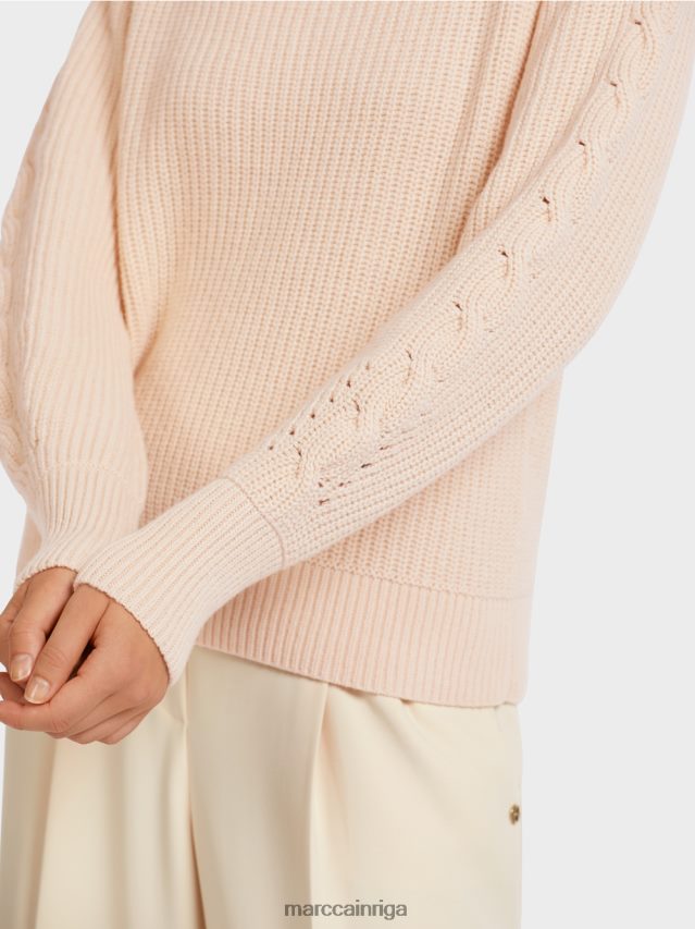 apģērbs krēms VRBHXD1194 Marc Cain kabeļa adīts džemperis \"adīts Vācijā\"