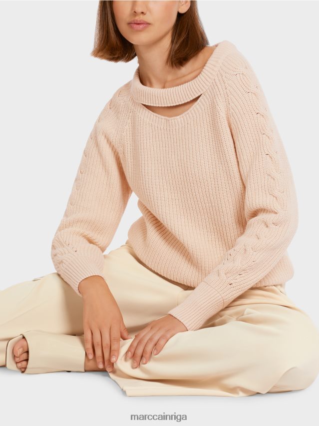 apģērbs krēms VRBHXD1194 Marc Cain kabeļa adīts džemperis \"adīts Vācijā\"