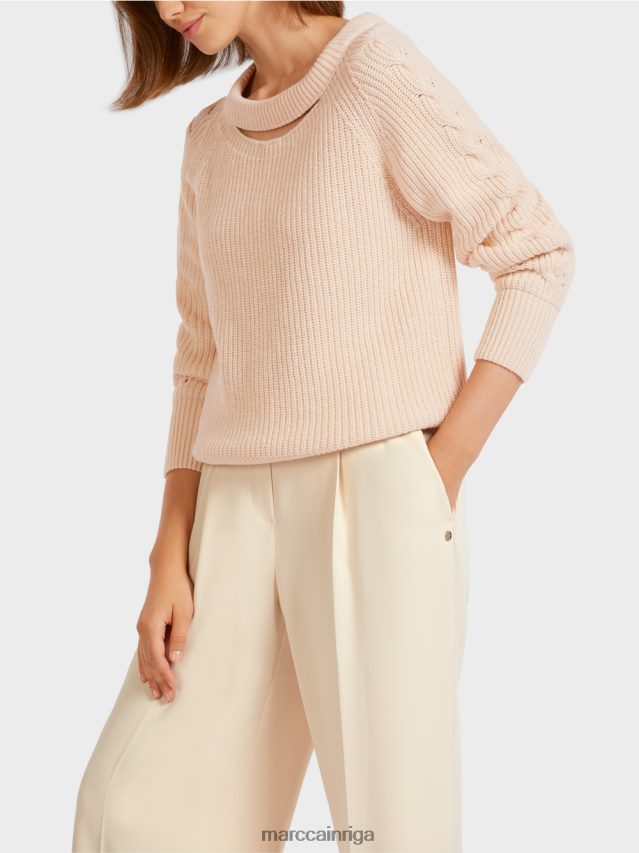 apģērbs krēms VRBHXD1194 Marc Cain kabeļa adīts džemperis \"adīts Vācijā\"