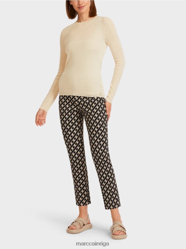 apģērbs krēms VRBHXD1197 Marc Cain vilnas džemperis ar raksta detaļām