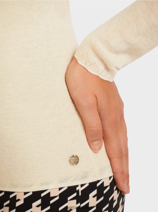 apģērbs krēms VRBHXD1197 Marc Cain vilnas džemperis ar raksta detaļām