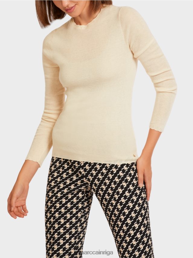 apģērbs krēms VRBHXD1197 Marc Cain vilnas džemperis ar raksta detaļām