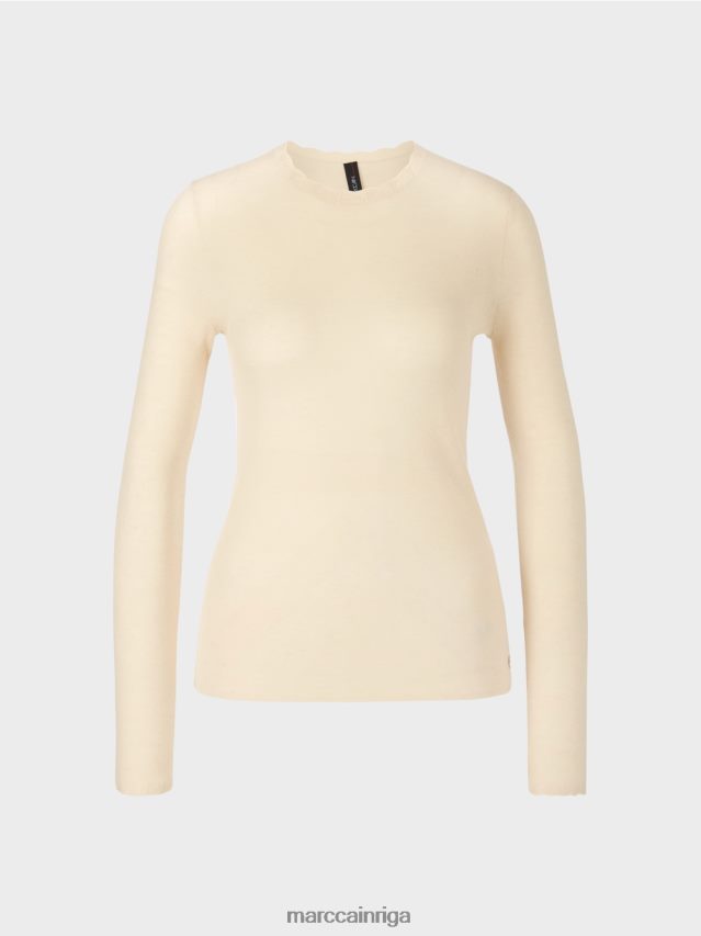 apģērbs krēms VRBHXD1197 Marc Cain vilnas džemperis ar raksta detaļām