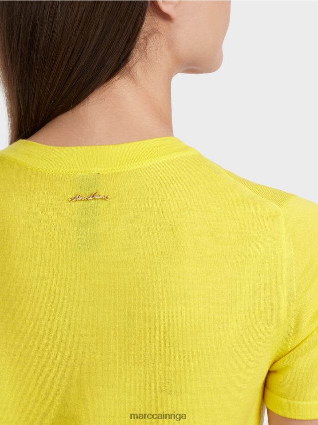 apģērbs mīksts citrons VRBHXD1112 Marc Cain \"pārdomāt kopā\" ​​džemperis ar īsām piedurknēm