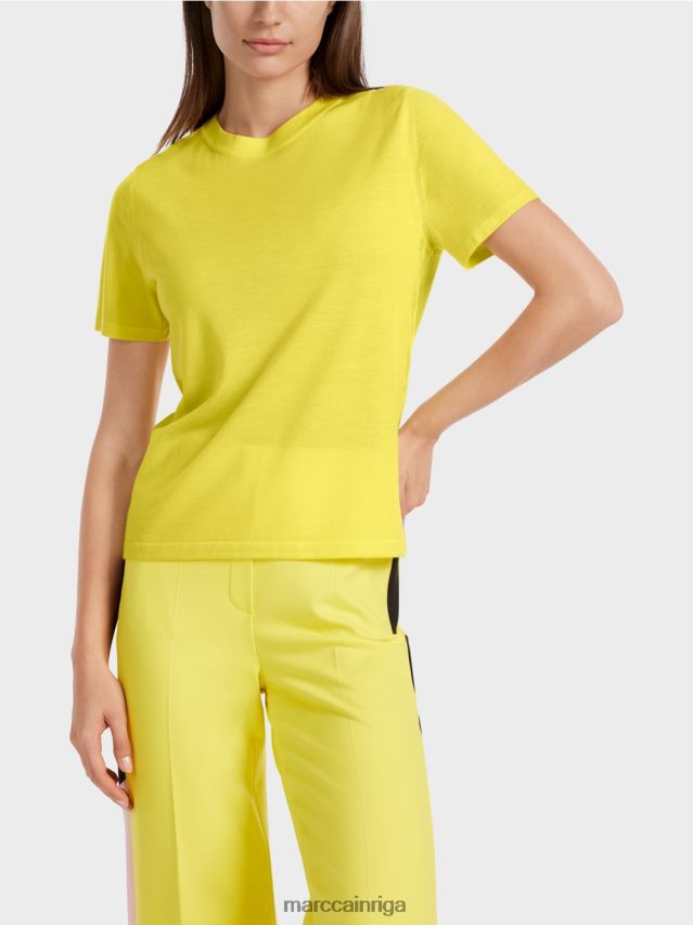 apģērbs mīksts citrons VRBHXD1112 Marc Cain \"pārdomāt kopā\" ​​džemperis ar īsām piedurknēm