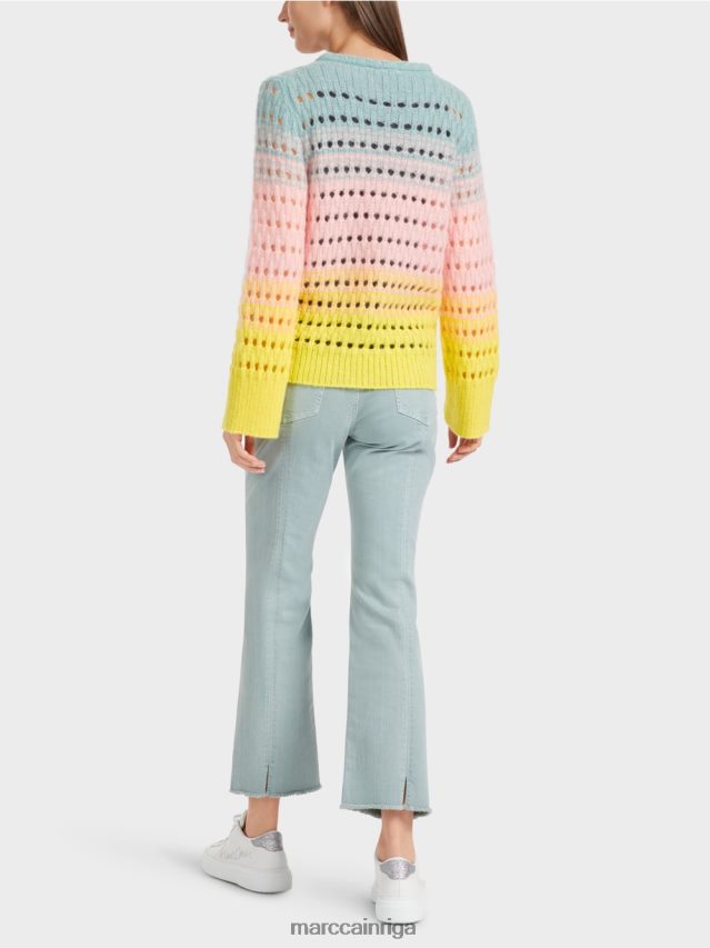 apģērbs mīksts citrons VRBHXD1115 Marc Cain Svītrains trikotāžas vācu džemperis