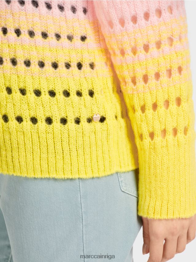 apģērbs mīksts citrons VRBHXD1115 Marc Cain Svītrains trikotāžas vācu džemperis