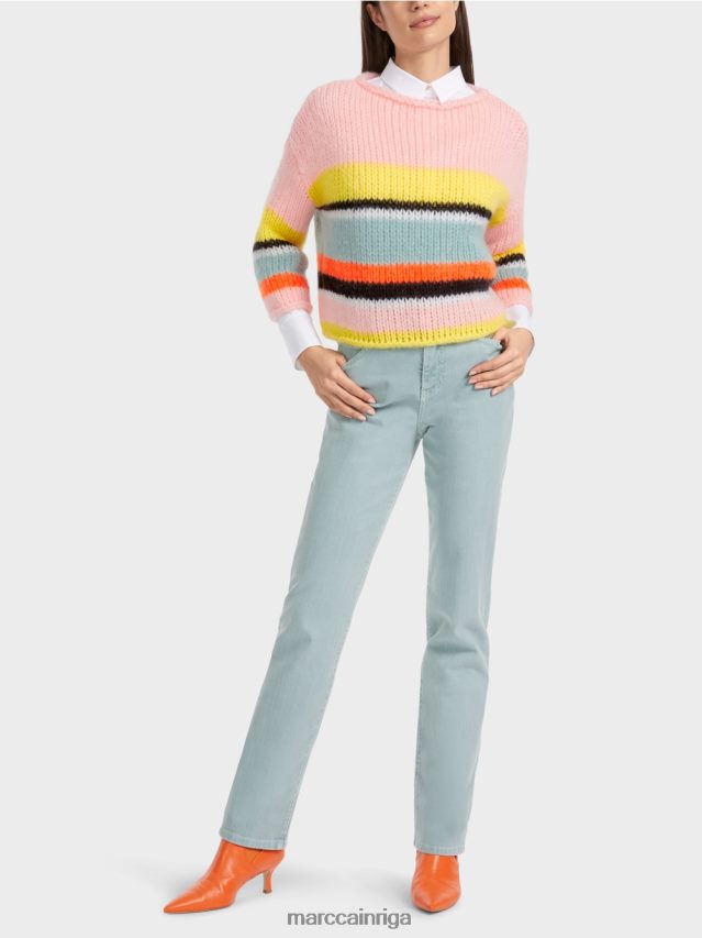 apģērbs mīksts citrons VRBHXD1116 Marc Cain svītrains džemperis, adīts Vācijā