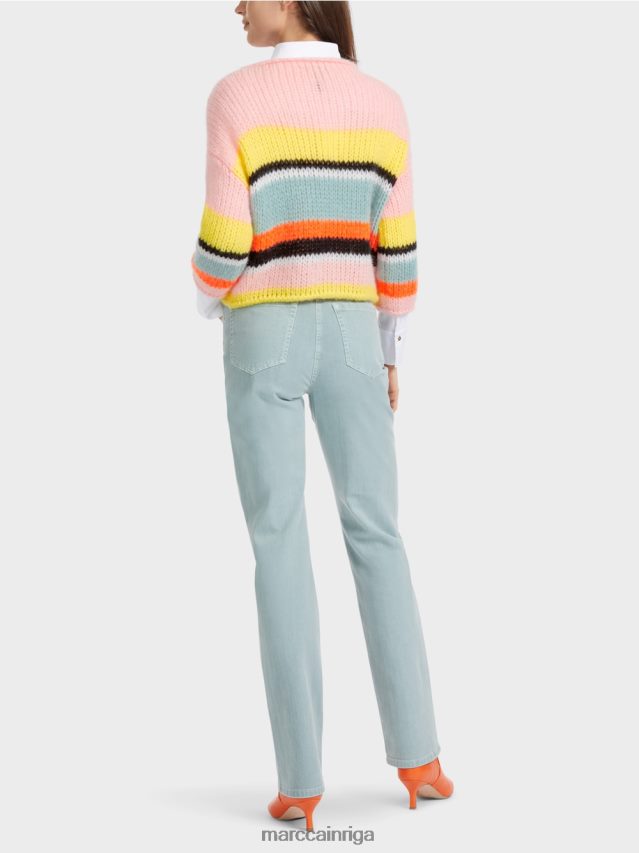 apģērbs mīksts citrons VRBHXD1116 Marc Cain svītrains džemperis, adīts Vācijā