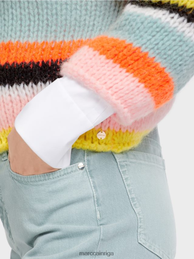 apģērbs mīksts citrons VRBHXD1116 Marc Cain svītrains džemperis, adīts Vācijā