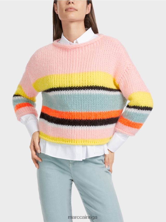 apģērbs mīksts citrons VRBHXD1116 Marc Cain svītrains džemperis, adīts Vācijā