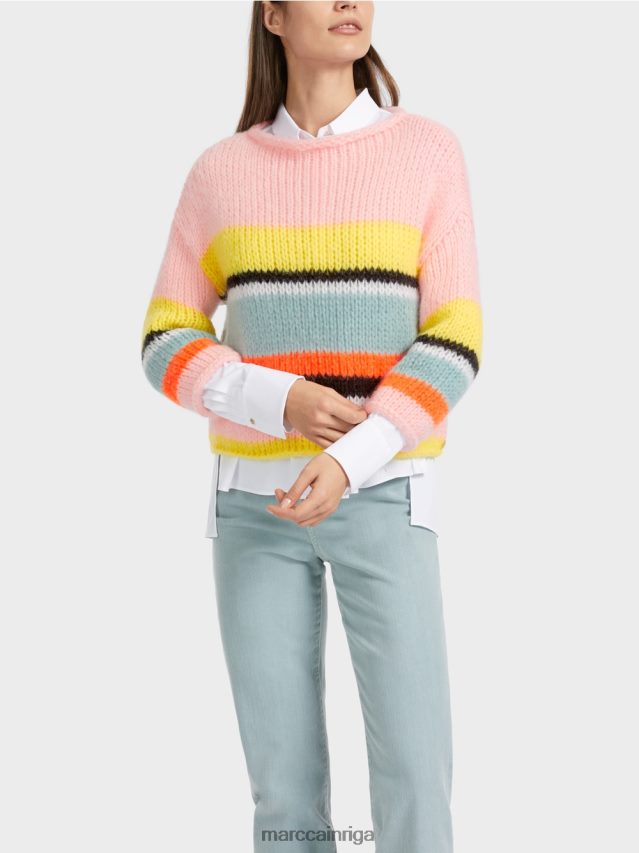 apģērbs mīksts citrons VRBHXD1116 Marc Cain svītrains džemperis, adīts Vācijā