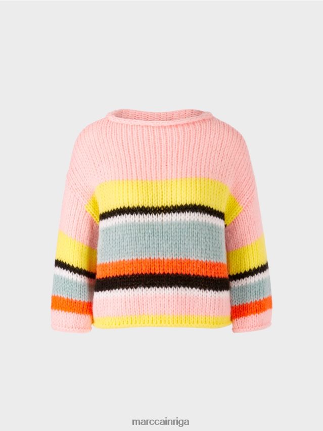 apģērbs mīksts citrons VRBHXD1116 Marc Cain svītrains džemperis, adīts Vācijā