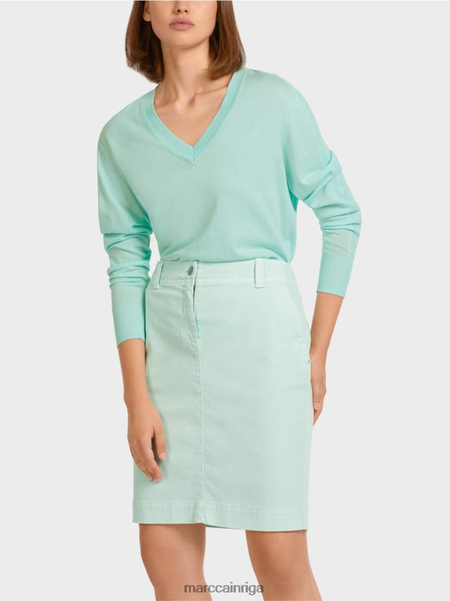 apģērbs mīksts jumta logs VRBHXD1170 Marc Cain elegants smalka adījuma v veida kakla izgriezuma džemperis